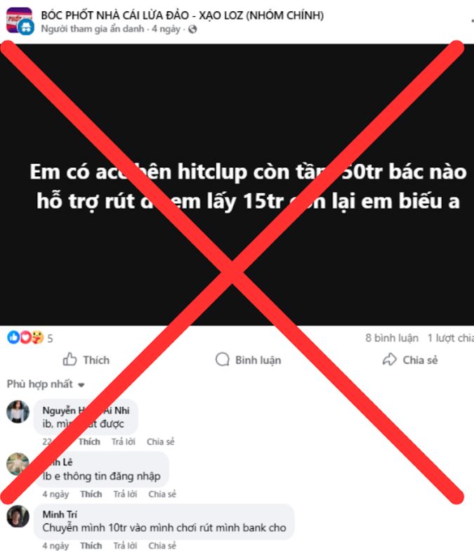 Hitclub cũng bị tài khoản nặc danh tố cáo nặc danh